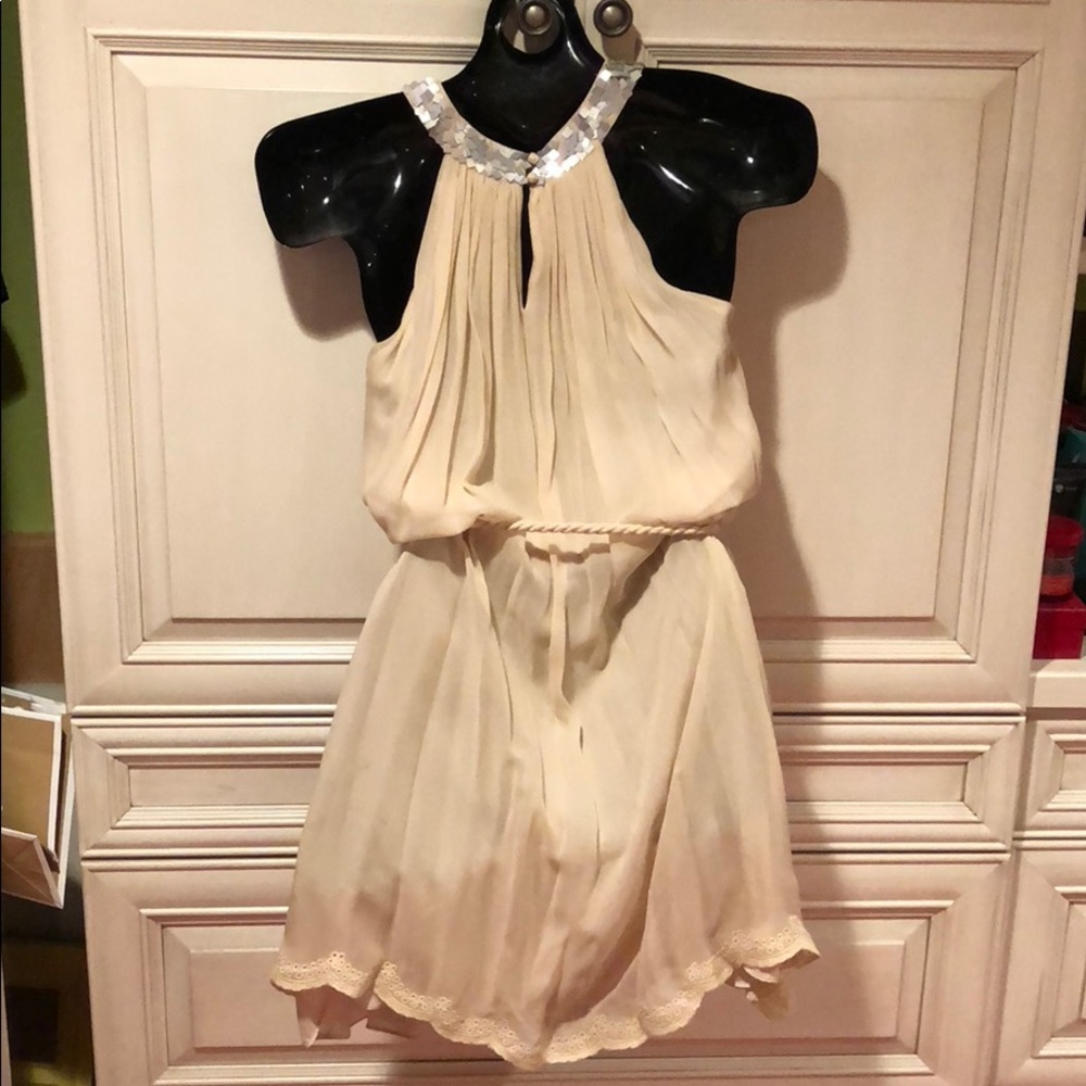 Women’s MM Couture by Miss Me Beige Sheer Dress M - Picture 4 of 6